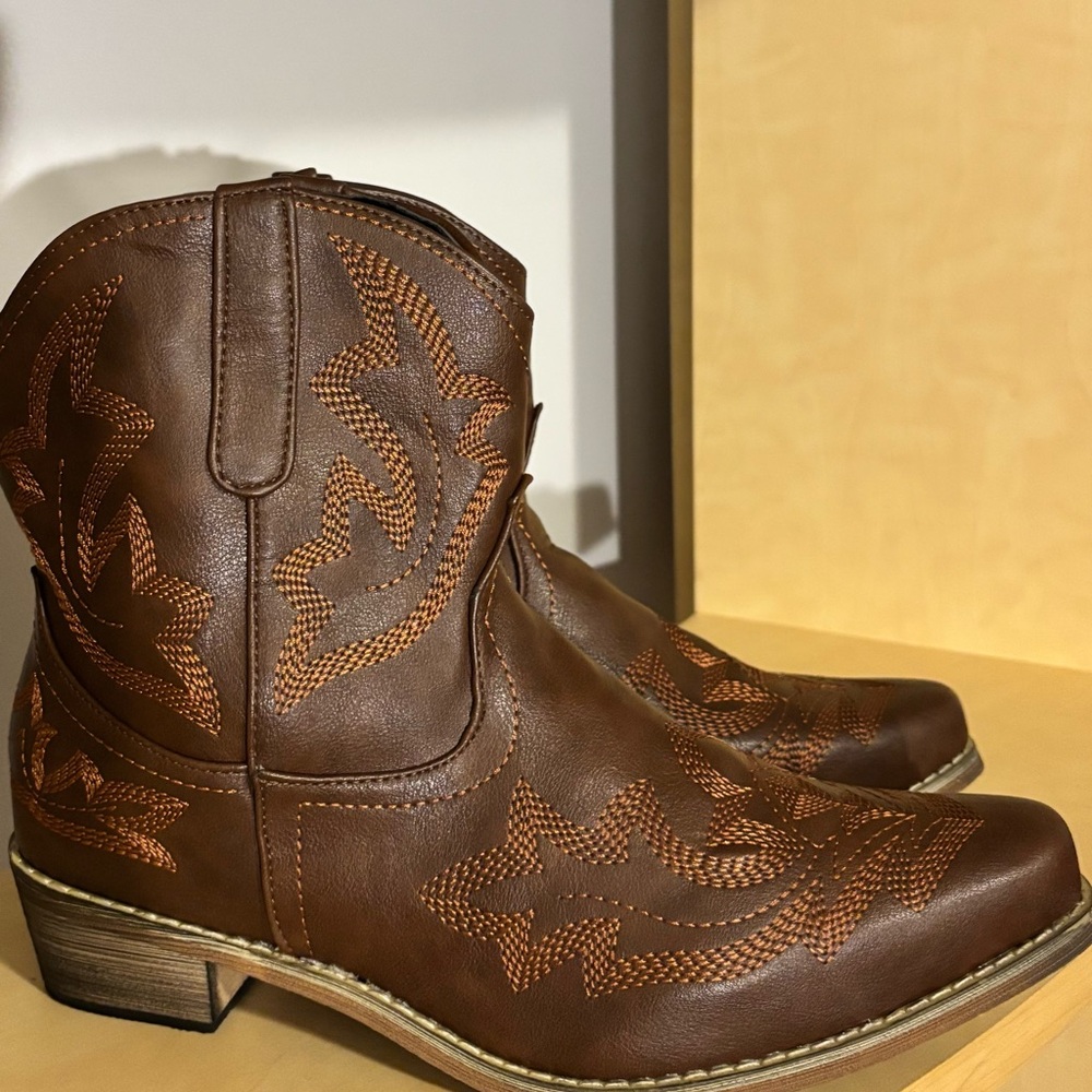 Brown Western Ankle Boots